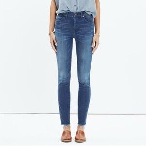 MADEWELL Jeans 10” High-Rise Skinny Raw Hem Blue Dark Academia Size 27